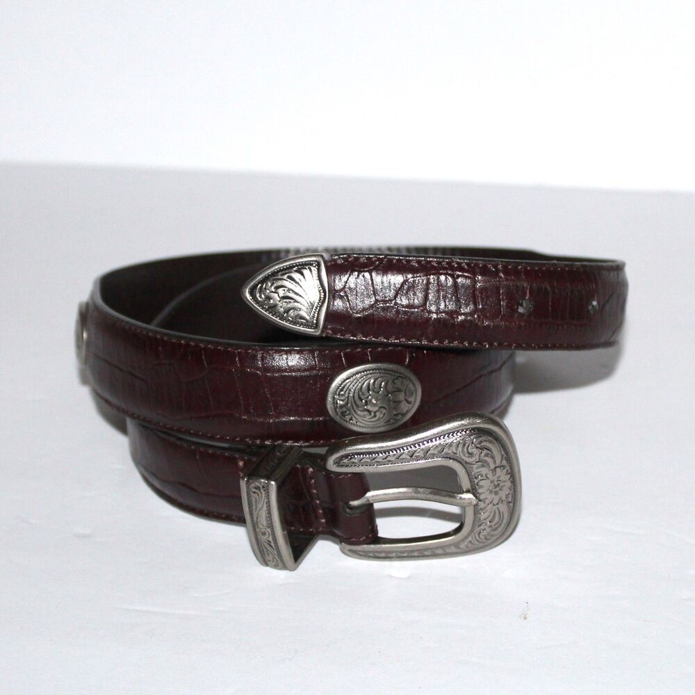 Women’s Leather Belt Small Medium 30 32 dark brown southwest western cowgirl